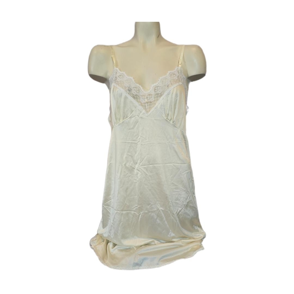 Ashley Taylor Cream Lace-Trim Satin Slip